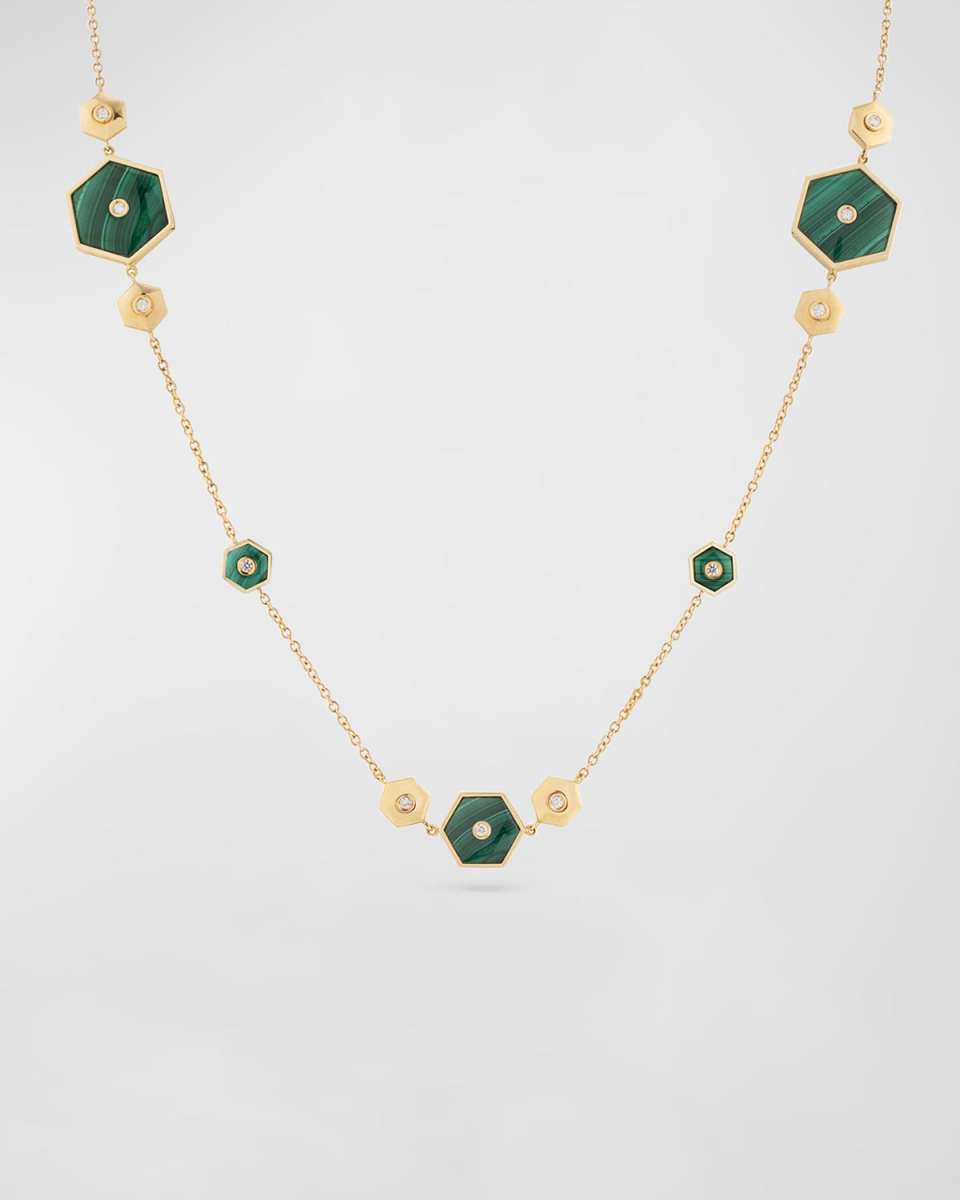 Baia Sommersa 18K Yellow Gold Multi-Malachite and Diamond Necklace